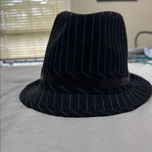 Black Pinstripe Fedora Hat